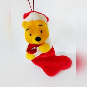 Winnie‎ the Pooh Santa Christmas Plush Stocking Holiday Disney